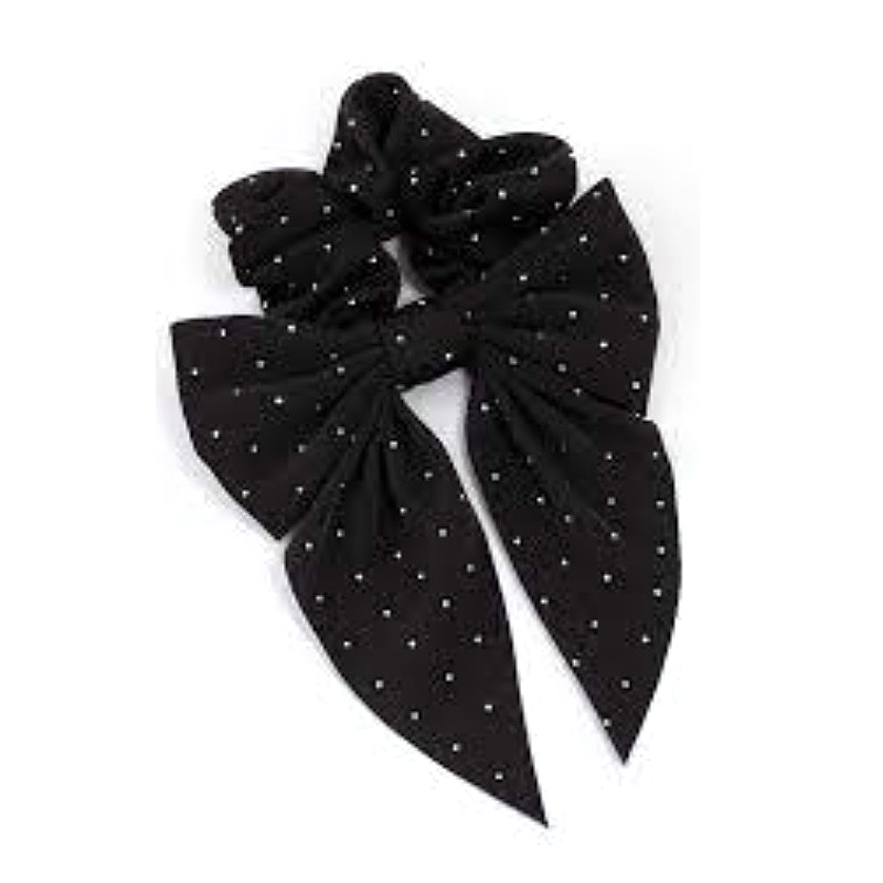 Fabric Bow Diamante Hair Scrunchis